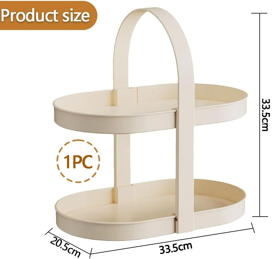 2-Tier Makeup Organizer for Vanity, Portable Cosmetic Storage Shelf for Skincare, Perfume, Lipsticks, Countertop Display Holder for Dresser or Office Deska image number 4