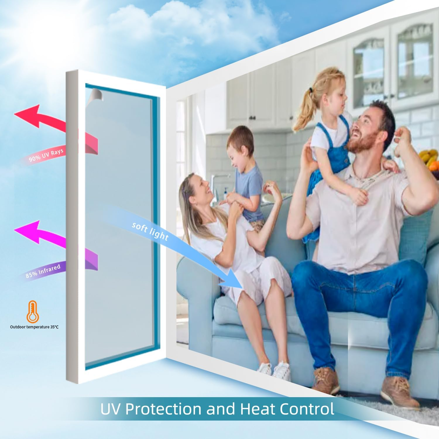 Sun Blocking Privacy Window Film, One Way Window Tint for Home, Daytime Window Privacy See Out Not in Window Cling Mirror Reflective anti UV Sticker for Car&Office(Silver, 45X200Cm) image number 2