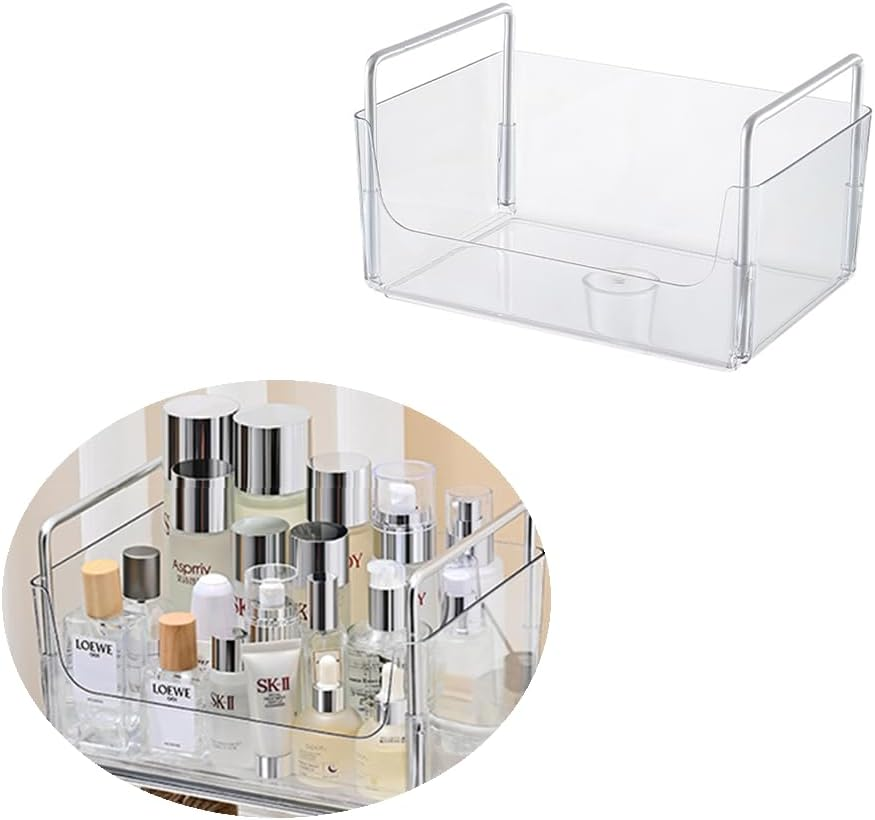 NYGHMY 1 Pcs Clear Plastic Organizer Tray with Handles, Makeup Organizer for Store Cosmetics and Skincare, Stackable Bathroom Countertop Organizer for Vanity, Kitchen Cabinet Storage Items image number 6