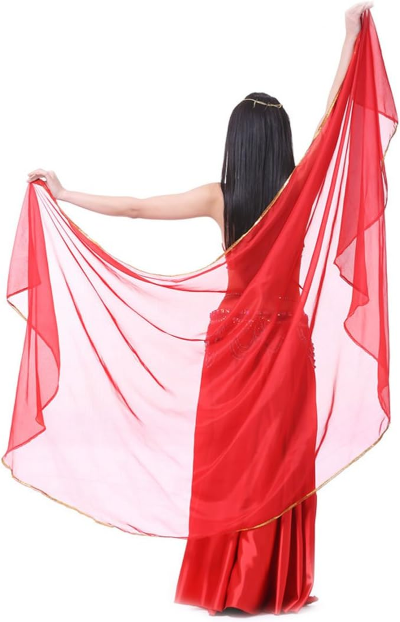 Calcifer 250Cmx120Cm Chiffon Semicircle Belly Dance Scarf Veils Accessories for Women Professional Dancer