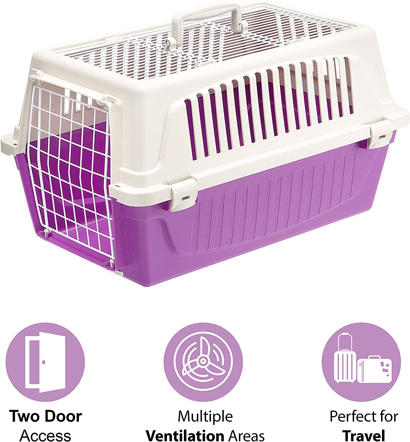 Ferplast Atlas 20 Top Opening Cat and Dog Carrier, Purple image number 6