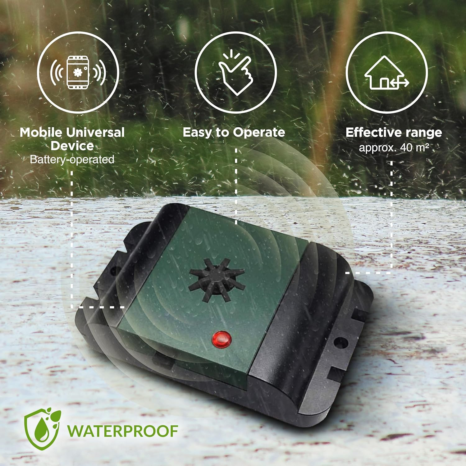 ISOTRONIC&reg; Ultrasonic Bird Repeller Device, Battery Powered Portable Bird Deterrent, Pigeon Scarer - Pack of 1 Pcs. image number 4