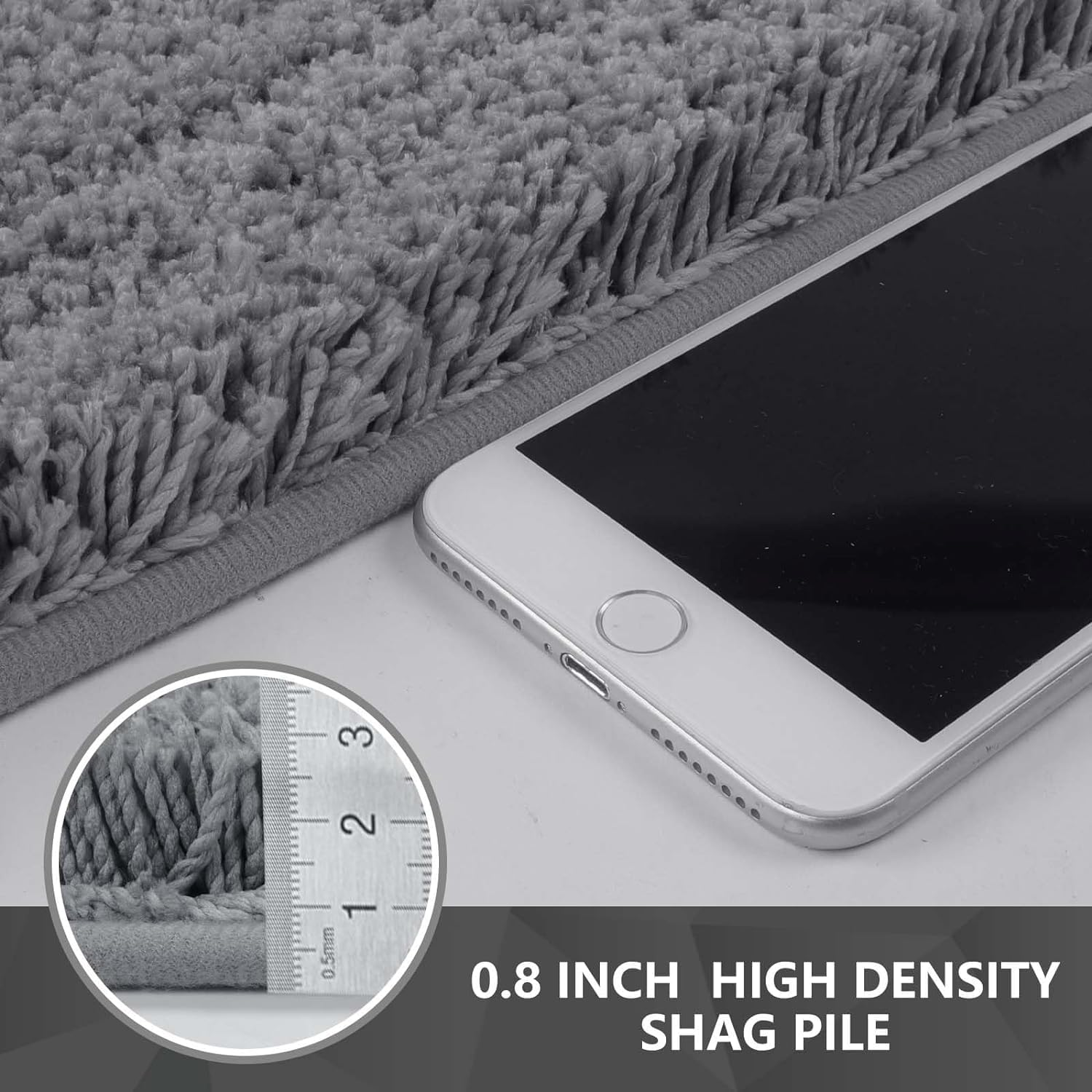 Miners2000 Shaggy Bathroom Rug, L-Shaped Dark Grey Bath Mat, Non Slip Corner Shower Mat, Water Absorbent Soft Bath Rug, Fluffy Washable Rug Carpet for Square Shower, Tub, Bath Room image number 1