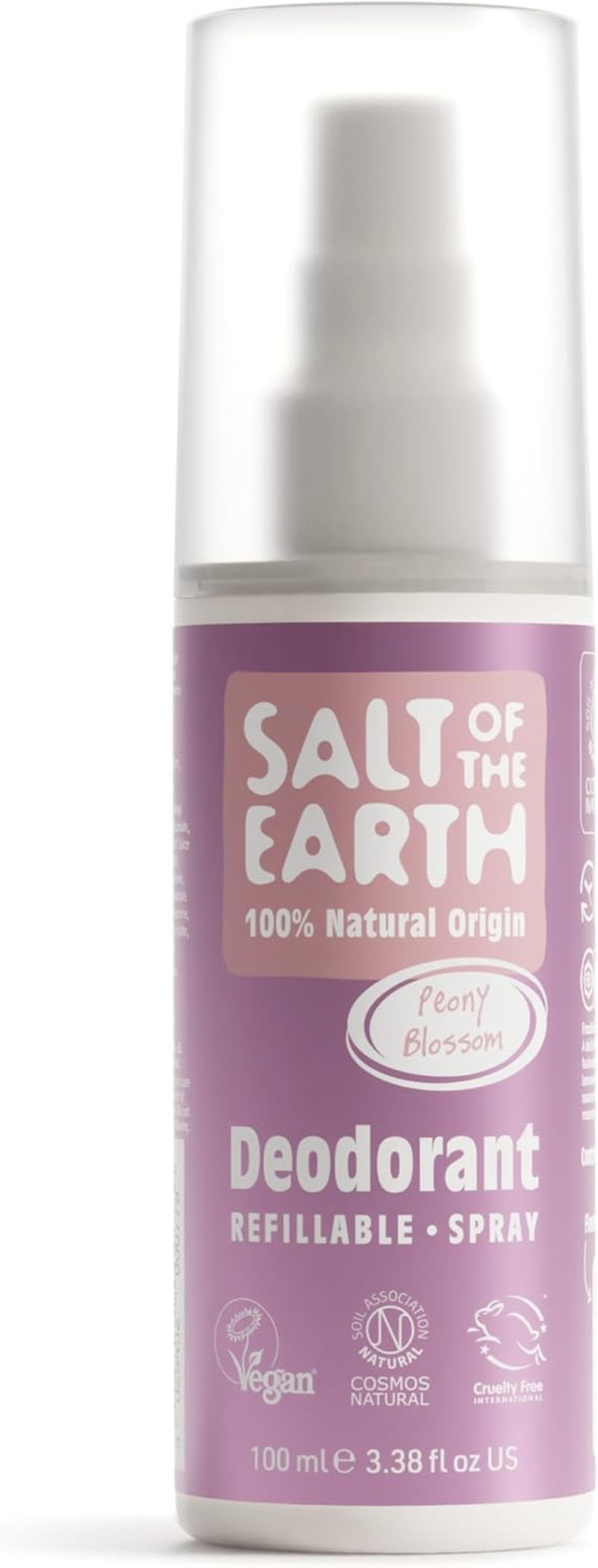 Salt of the Earth Natural Deodorant Spray by Salt of the Earth, Peony Blossom - Vegan, Long Lasting Protection, Refillable, Leaping Bunny Approved, Made in the UK - 100Ml image number 6