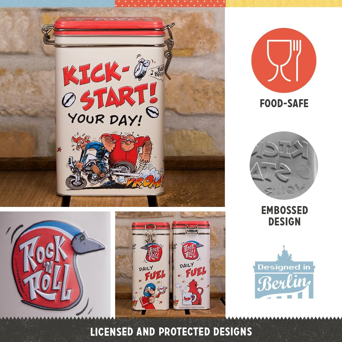 Nostalgic-Art Motomania &ndash; Kick-Start &ndash; Gift Idea for Motorcyclists, Tin with Aroma Lid, Vintage Design, 1.3 L image number 5