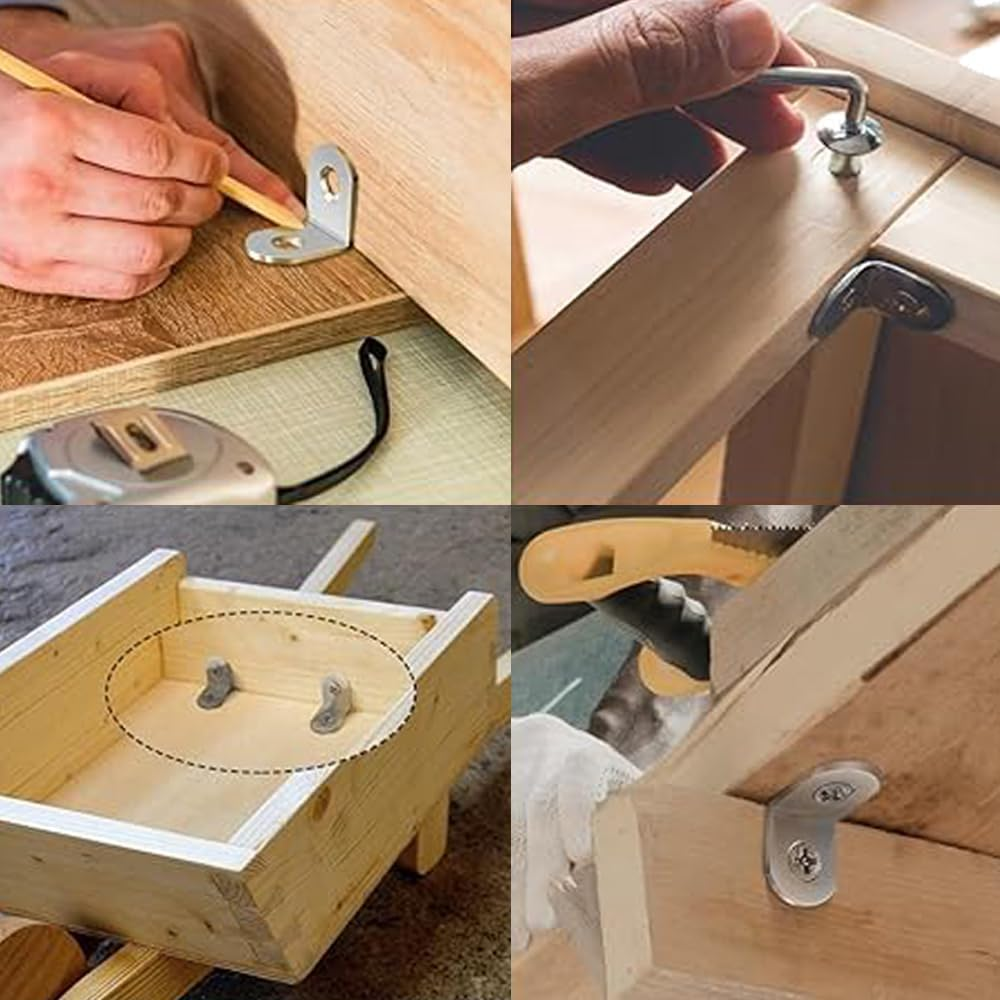 L Bracket Corner Brace with Screws,20Pcs L Bracket Corner Brace 90 Degree Corner Braces L Brackets Corner Brackets,90 Degree Brace Small Right Angle Brackets,Stainless Steel L Brackets Corner Braces image number 5