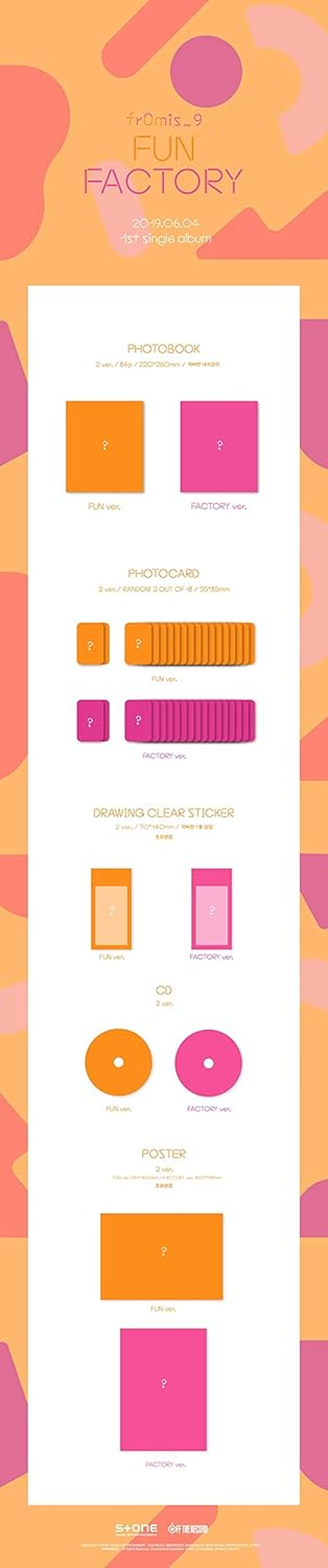Fromis_9 - [Fun Factory] 1St Single Album Factory Ver Cd+84P Photobook+2P Photocard+1P Pre-Order Item(Drawing Clear Sticker)/On+Tracking K-POP Sealed image number 3