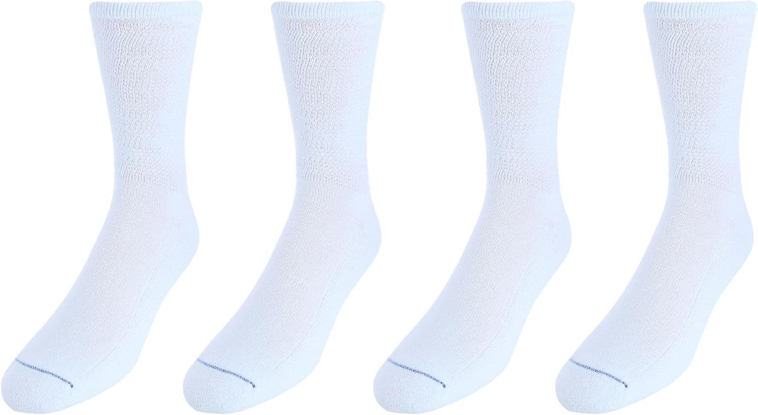Dr. Scholl'S Men'S Diabetic & Circulatory Crew Work Socks (4 Pair Pack) - Black image number 5