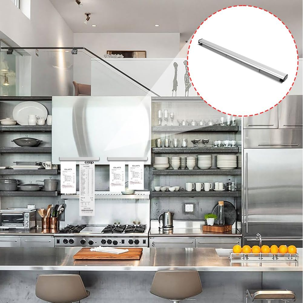 Check Rack, Foodservice Anodized Aluminum Slide Metalcraft Finish Ticket Display Rail Magnetic Note Bill Clip Desk Receipt Order Holder Tab Grabber for Restaurant Cafes Pubs Bars Picture Photo(30Cm) image number 3