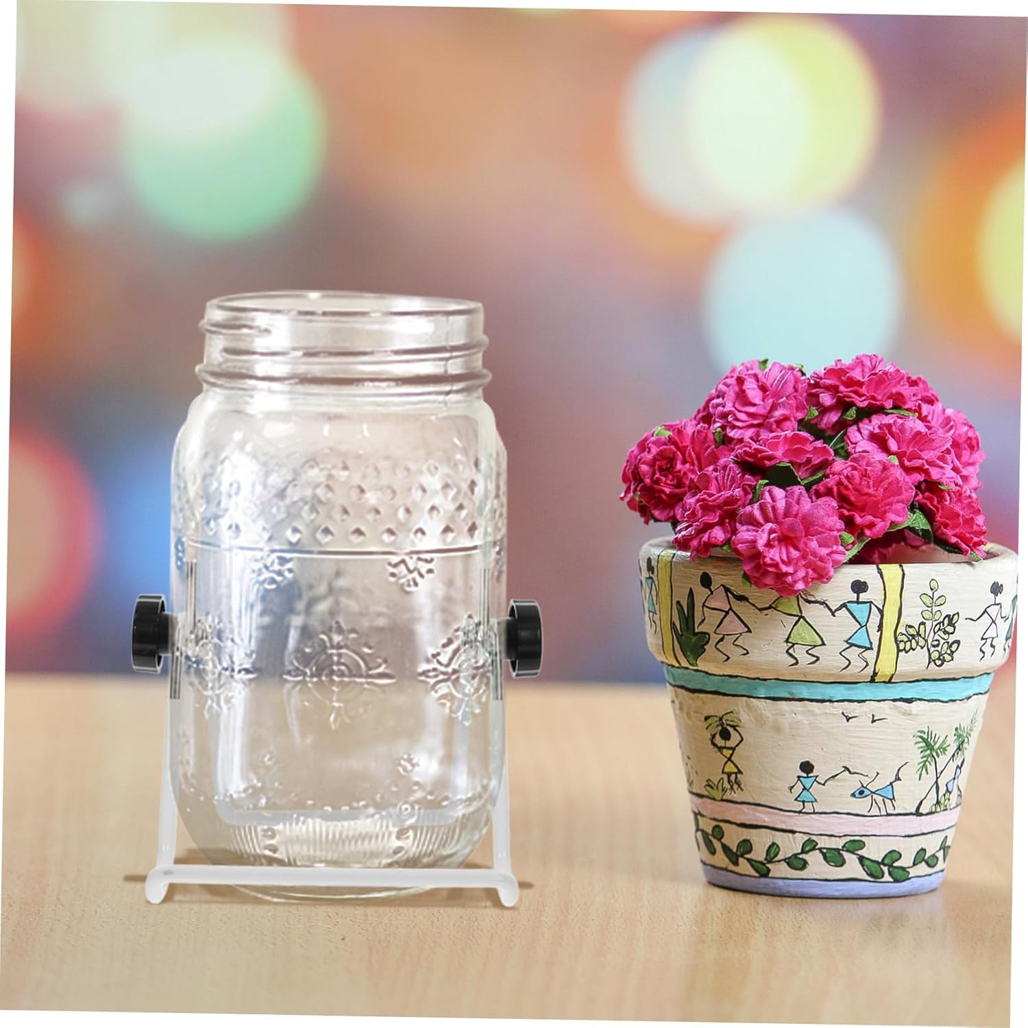 GOOHOCHY 2Pcs Stainless Steel Sprouting Jar Stand Foldable Jar Holder Portable Desktop Sprouting Frame Rack for Seed Germination and Home Gardening