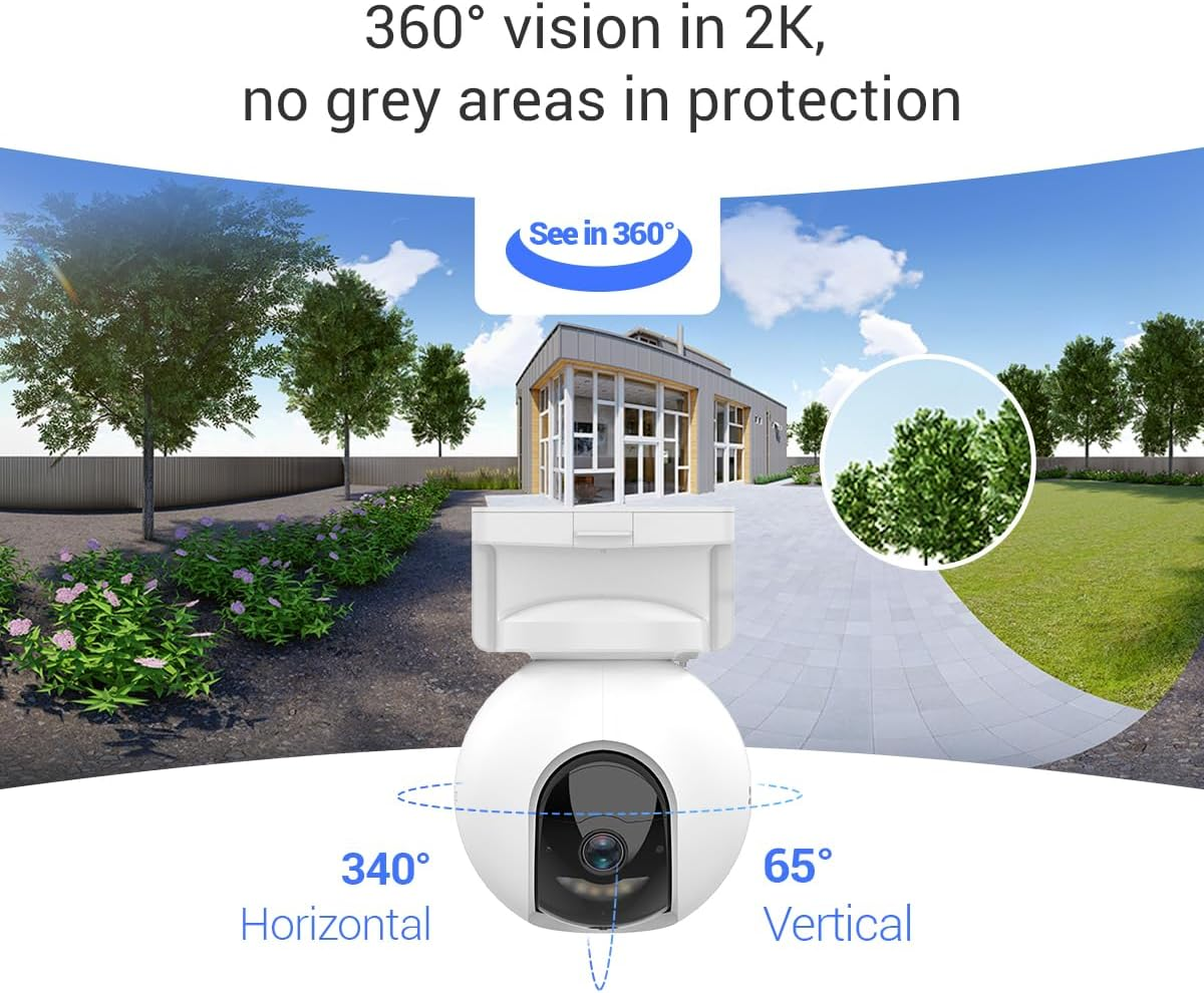 EZVIZ 2K Outdoor Security Camera Wireless, Solar Security Camera, 360 PT Wifi Camera, 210 Days Battery Life, 15M Color Night Vision, 2-Way Talk, AI Human Detection, Waterproof (CB8 3MP) image number 3