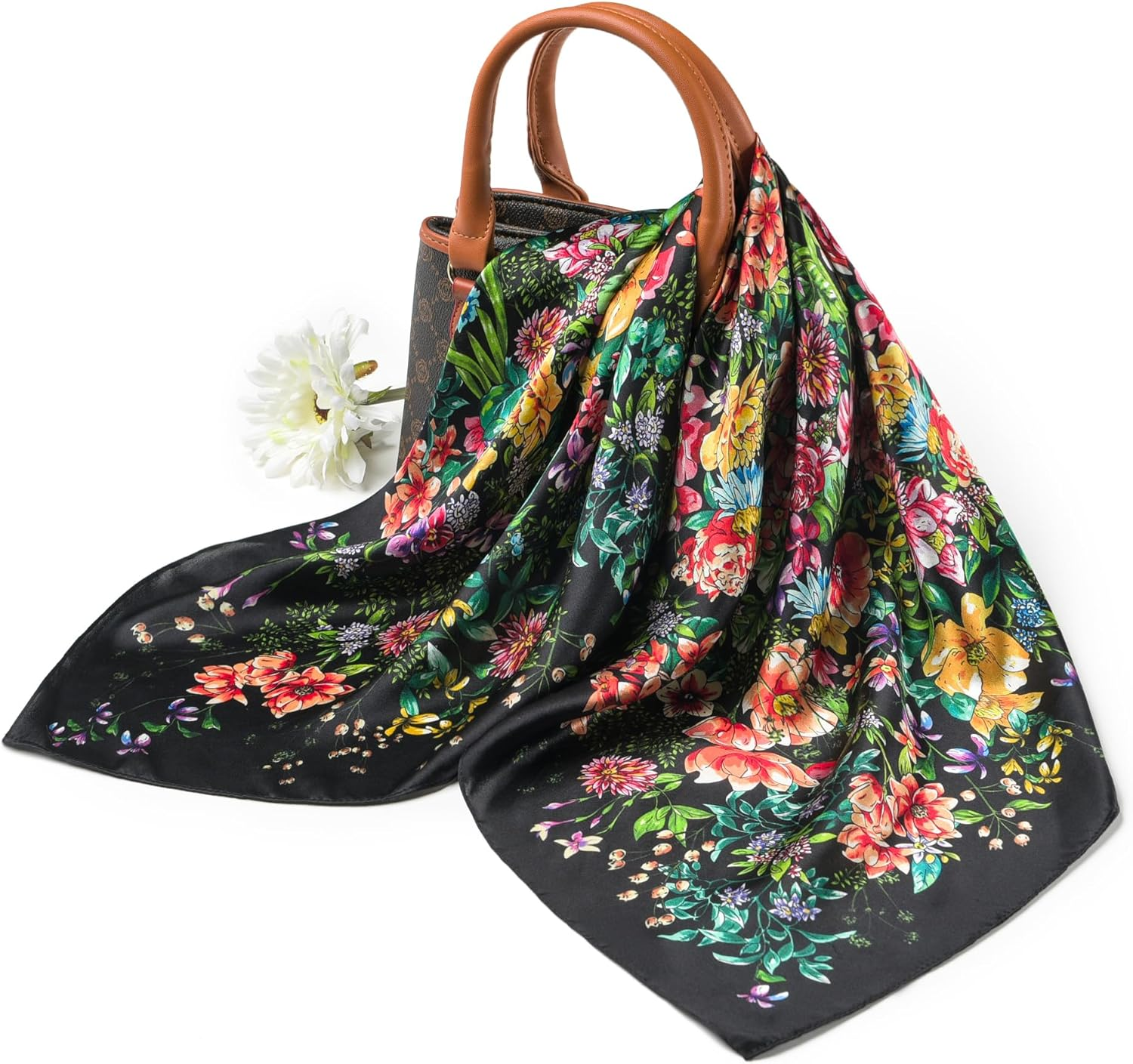 100% Pure Mulberry Silk Square Scarf 25.6" X25.6'' - Head & Neck Scarf for Women, Gift-Packaged