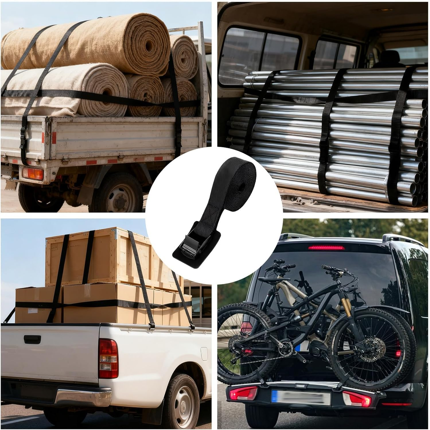 Highly Elastic Cargo Net Kit with 2 5M Tie down Straps &ndash; Elastic Trailer Net 4'X4' Expandable to 8'X8'With 6 Extra DIY Mesh Holes, 6 Hooks, 6 Carabiners & Storage Bag for UTE, Trailers, 4WD & Pickup image number 2