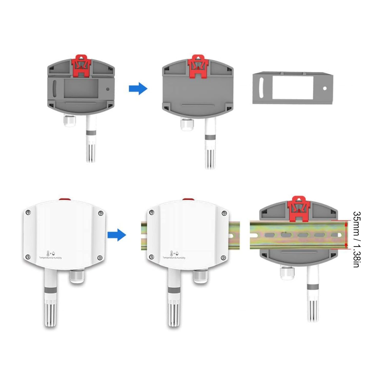 High Accuracy Temperature Humidity Sensor Transmitter, Wall Mounted 4-20Ma Analog Output ABS Material image number 3