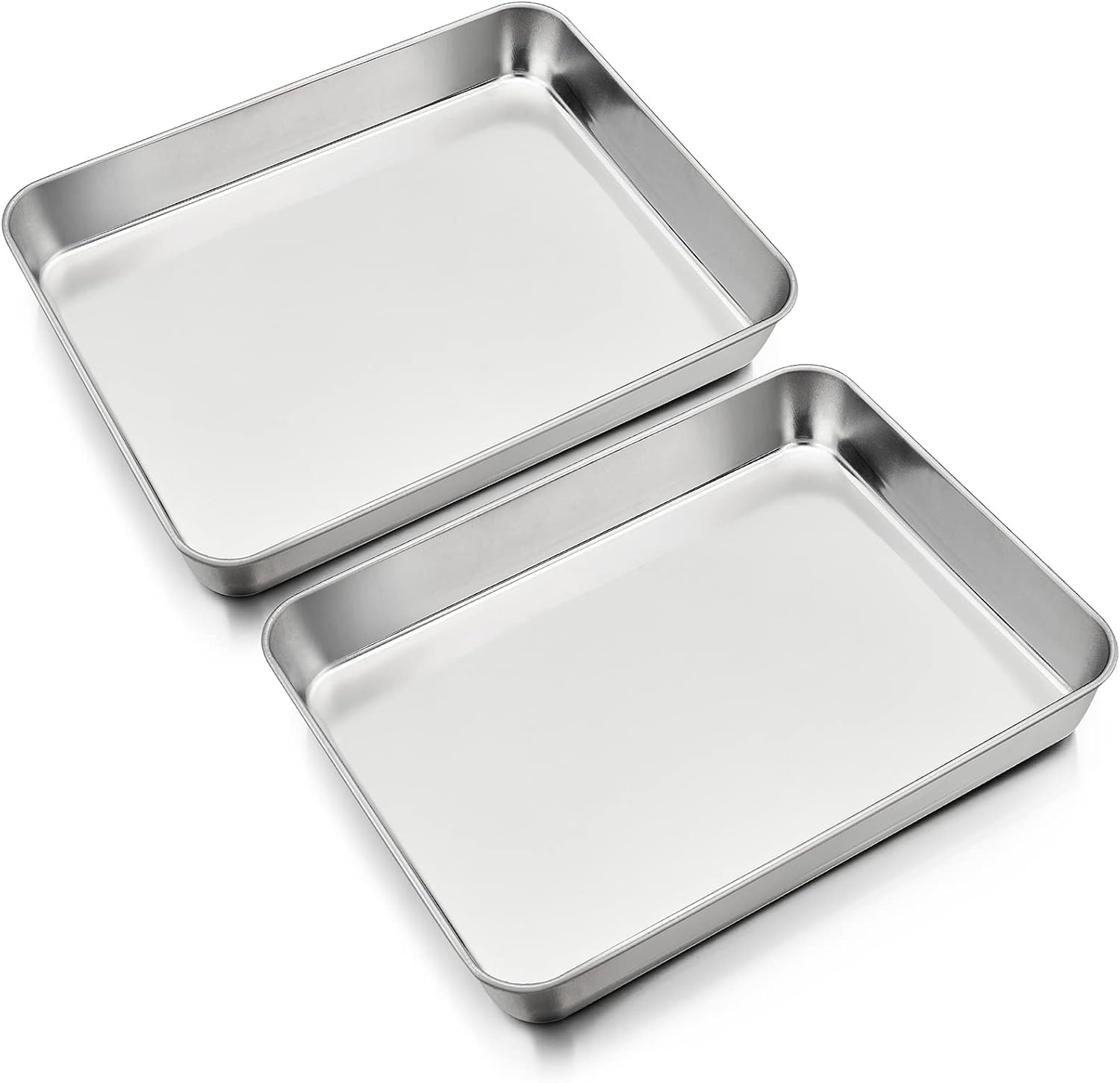 Baking Tray, Haware Stainless Steel Small Casserole Dish, Fat Pan, Oven Mould, Set of 2, Rectangular Deep Oven Tray, Cake Tray for Baking/Roasting/Serving, Non-Toxic & Healthy, Dishwasher Safe image number 6