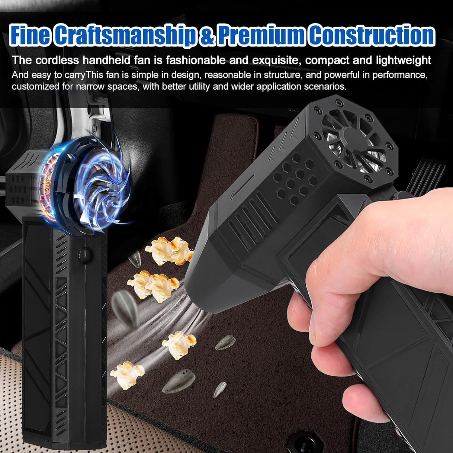 Cordless Car Blower & Air Duster, 130,000 RPM 130MPH, for Auto Interior Drying, Keyboard, Electronics, Home and Outdoor Cleaning(Black) image number 2