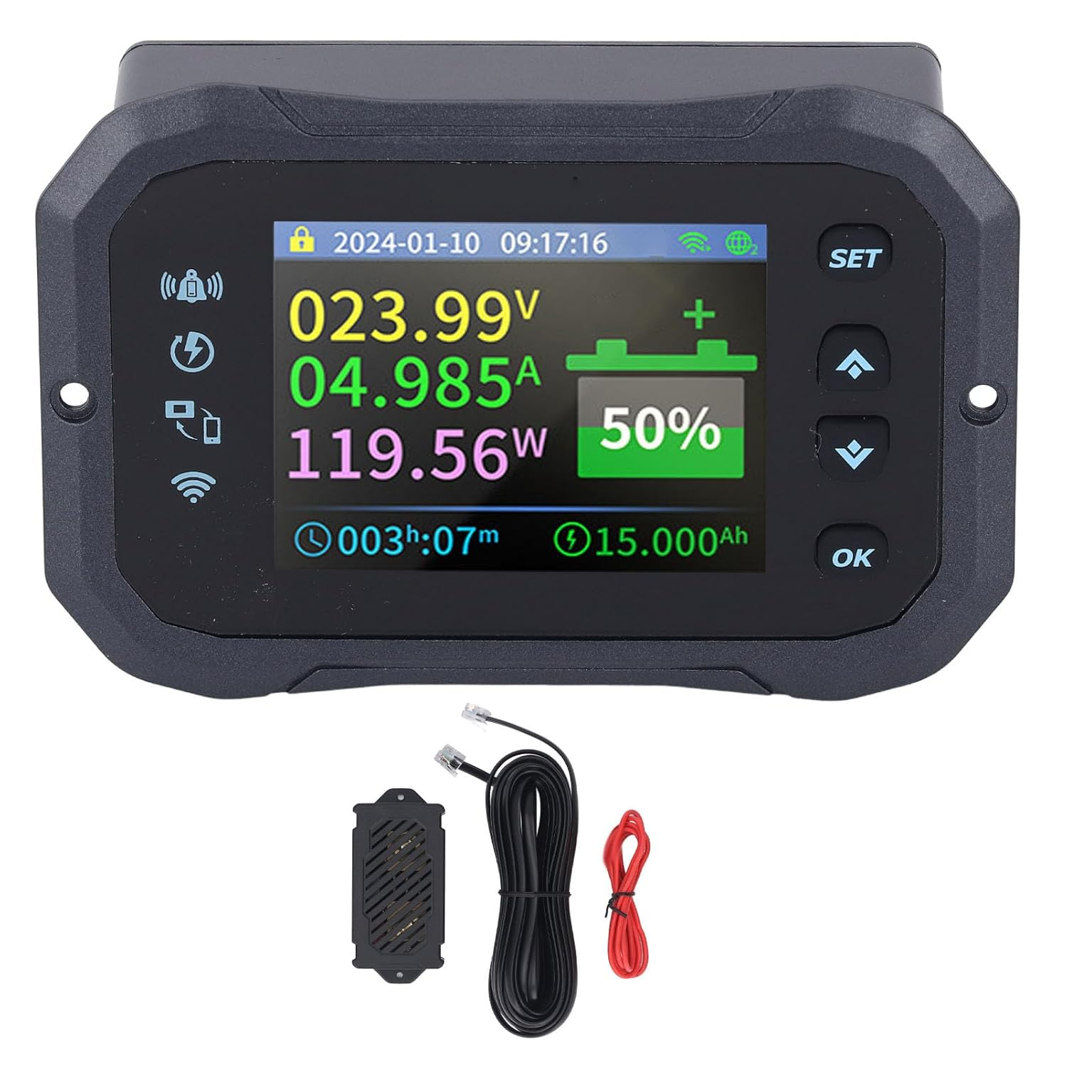 10-100V 100A Battery Monitor with Shunt, Bluetooth Auto Voltmeter Ammeter, Digital Current Voltage Power Energy Meter for Lithium & Lifepo4 Battery, RV, Motorcycle, Golf Cart image number 5