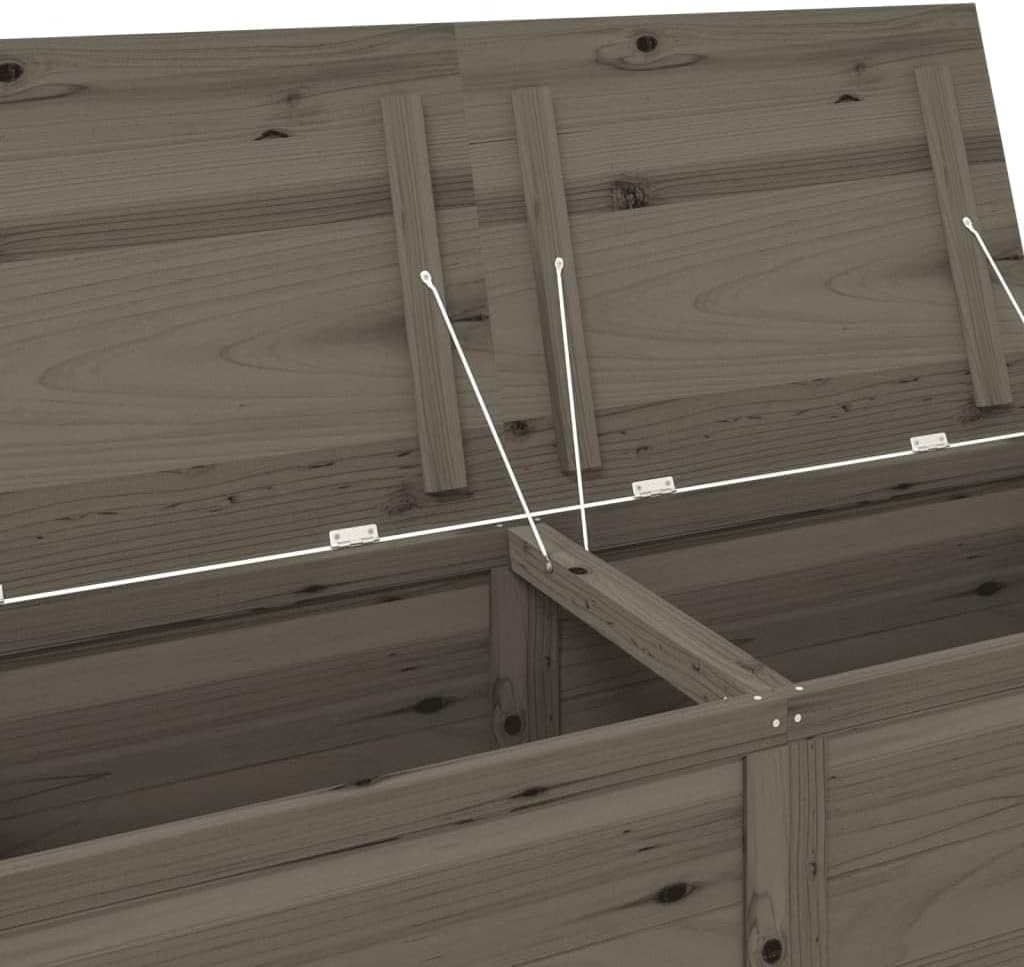 'Vidaxl Outdoor Storage Box, Solid Fir Wood, Anthracite, Large Capacity Cushion Container, 150X50X56 Cm, Farmhouse Style Outdoor Furniture Organizer image number 3