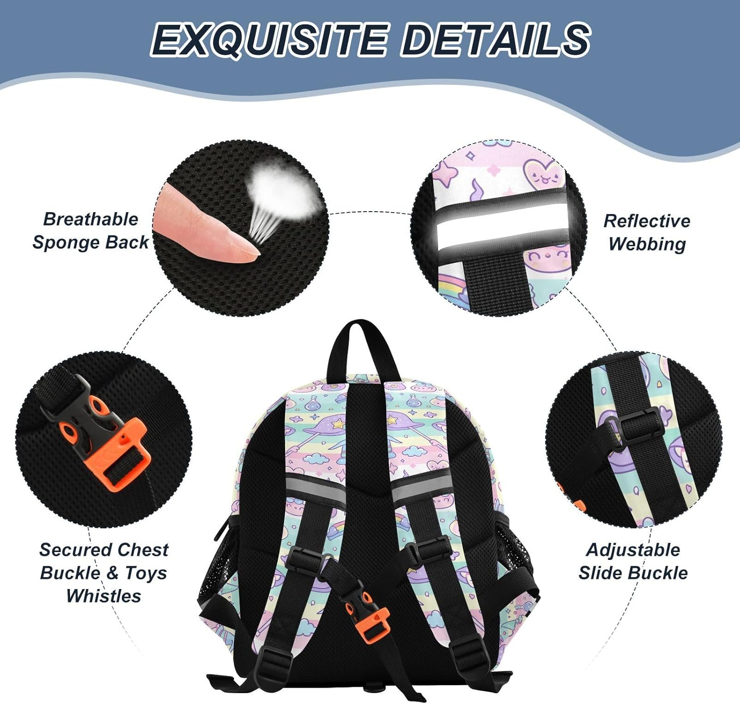 Cute Ears Cool Backpacks Leash Kids Boy'S/Girl'S Anti-Lost Personalized Diaper Bag Backpack with Reflective Strip Witch Wand Potion Cartoon Mochila Para Ni?O De 5 A?Os Kinder, Witch Wand image number 3