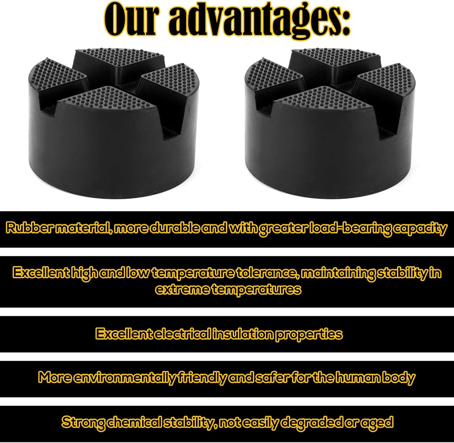2Pcs Pinch Weld Jack Pad Adapter, Universal Rubber Thicker & Grippy Floor Jack Pads Slotted Frame Rail Protector for Car Truck