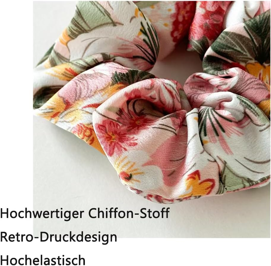 Hair Scrunchie with Bow, Soft Broken Chiffon Bowknot Hair Bobbles, Ponytail Holder, Elastic Hair Band for Women (Pack of 4)