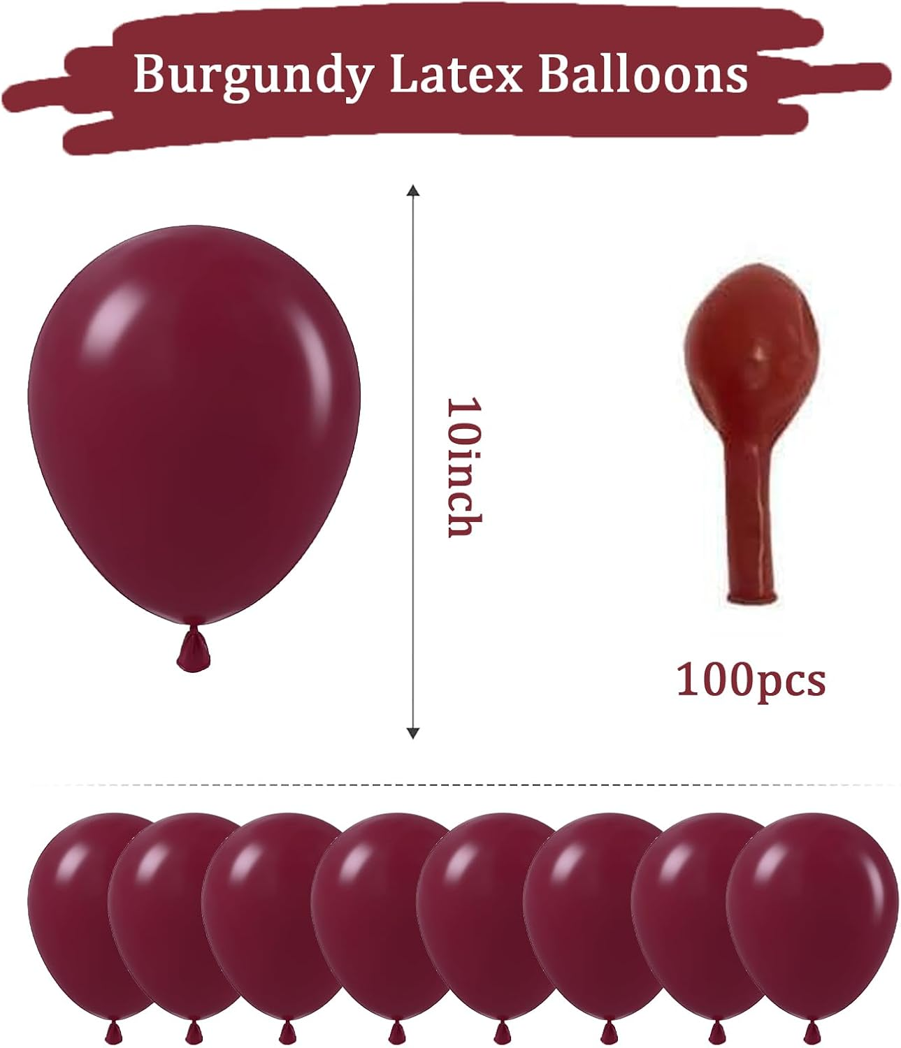 Burgundy Latex Balloons, Set of 100, 10 Inches (Helium or Air Use) Maroon Thickened Balloons Thanksgiving Valentines Day Wedding Engagement Christmas Birthday Party Decorations Red image number 3