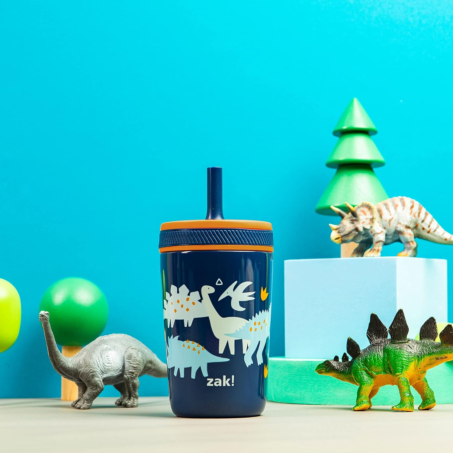 Zak Designs Kelso Toddler Cups for Travel or at Home, 12Oz Vacuum Insulated Stainless Steel Sippy Cup with Leak-Proof Design Is Perfect for Kids (Zaksaurus) image number 4