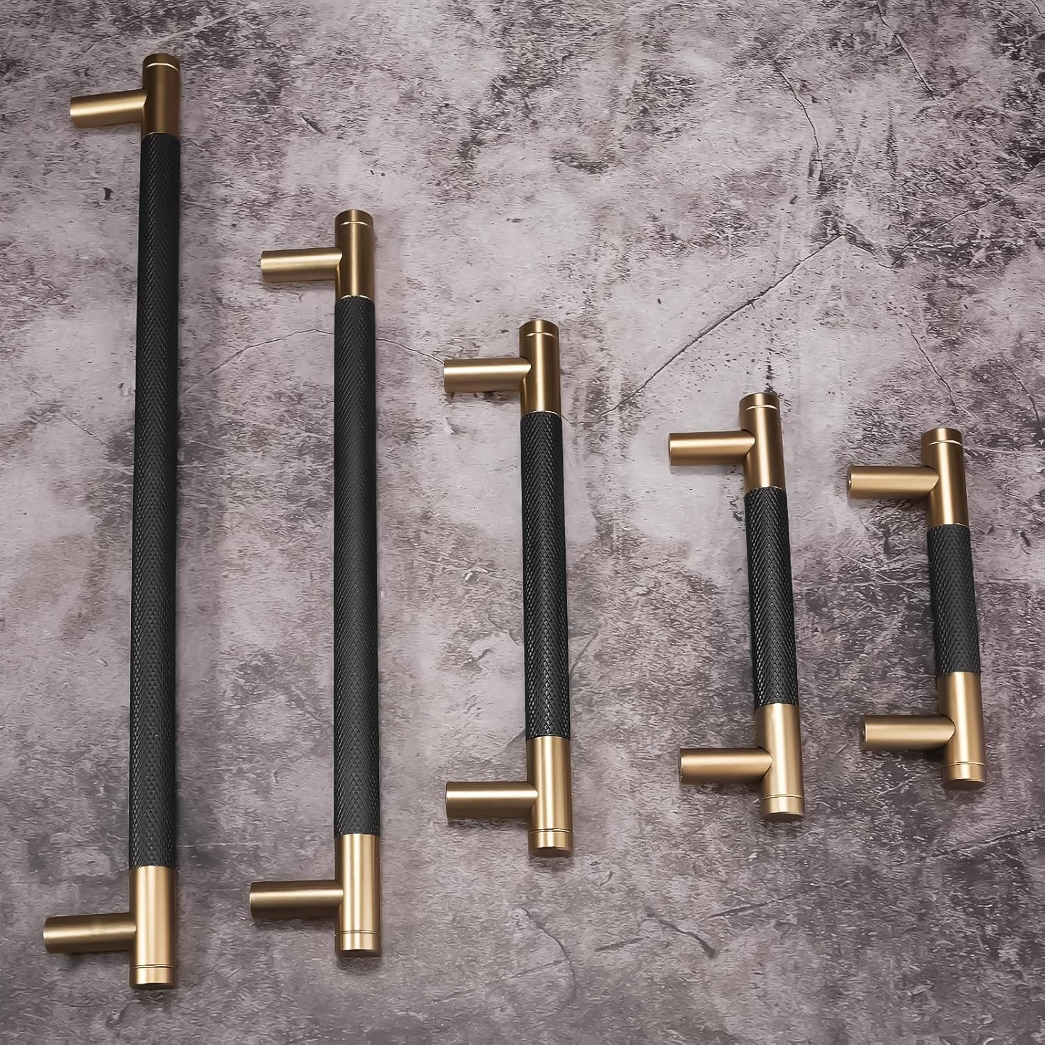 BUKOBYHE 10 Pack 3.75Inch Black and Champagne Bronze Kitchen Cabinet Handles Knurled Cabinet Pulls Black Drawer Pulls Kitchen Hardware image number 5