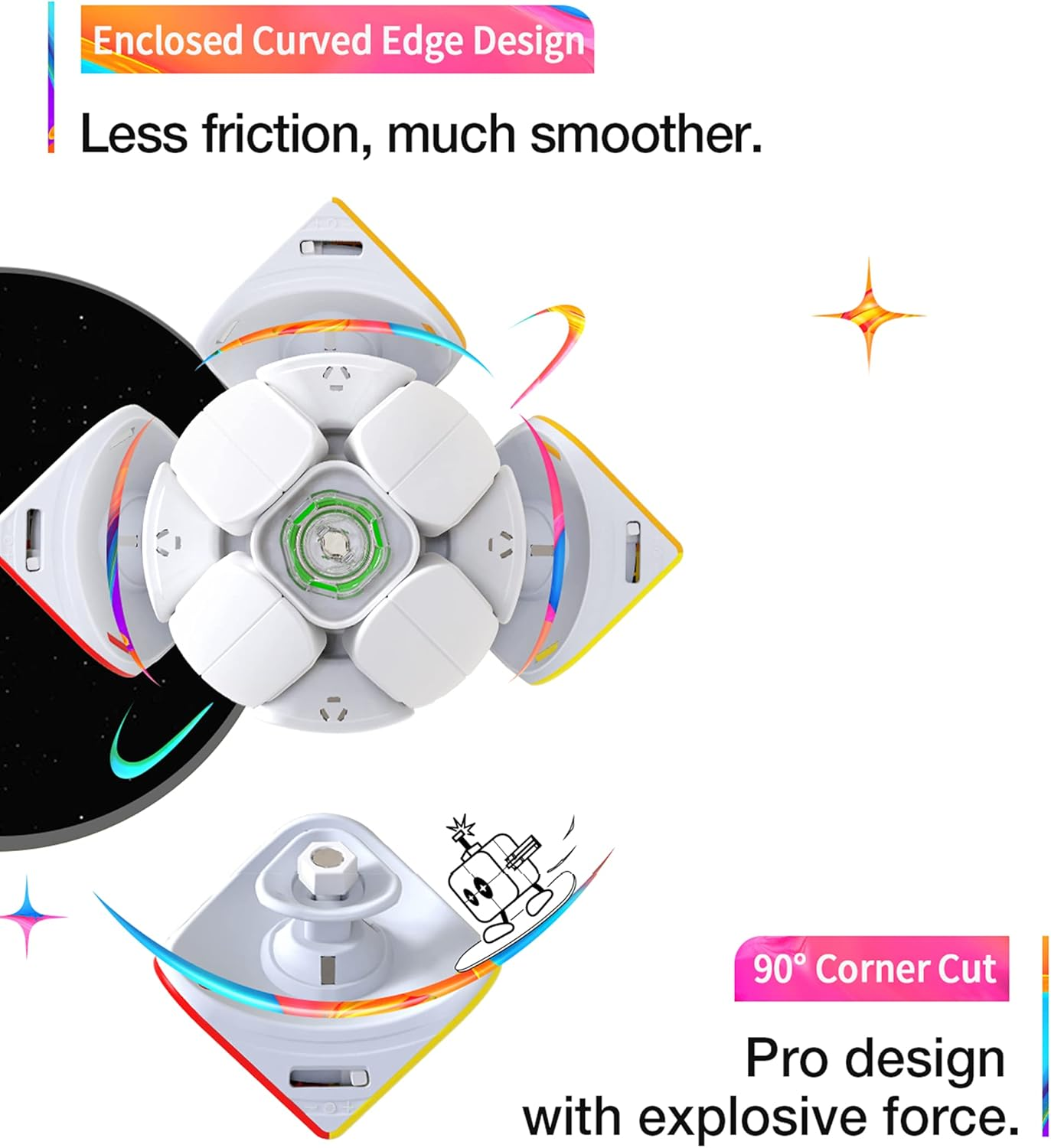 Cubershop GAN 251 M Air, 2021 New 2X2 Magnetic Stickerless Speed Cube, Excellent Gans 2X2X2 Stickerless Mini Magnetic Speed Cube, Super Lightweight & Fast (251M Air Frosted Matte Finish) image number 2