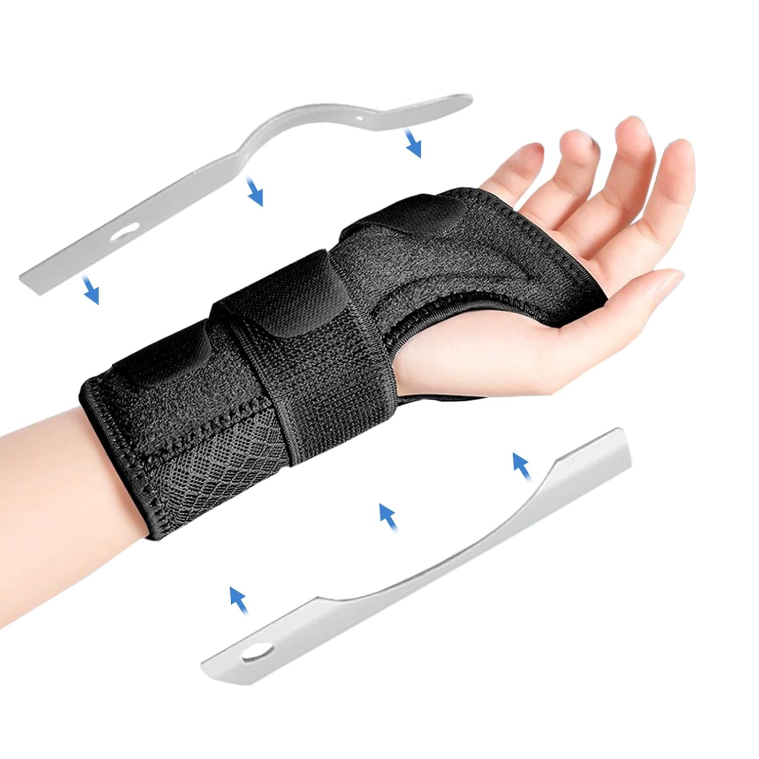 Paskyee Carpal Tunnel Wrist Brace for Men and Women, Adjustable Wrist Support for Right and Left Hand, Pain Relief for Arthritis, Tendonitis, Sprains Black Right L/XL image number 2