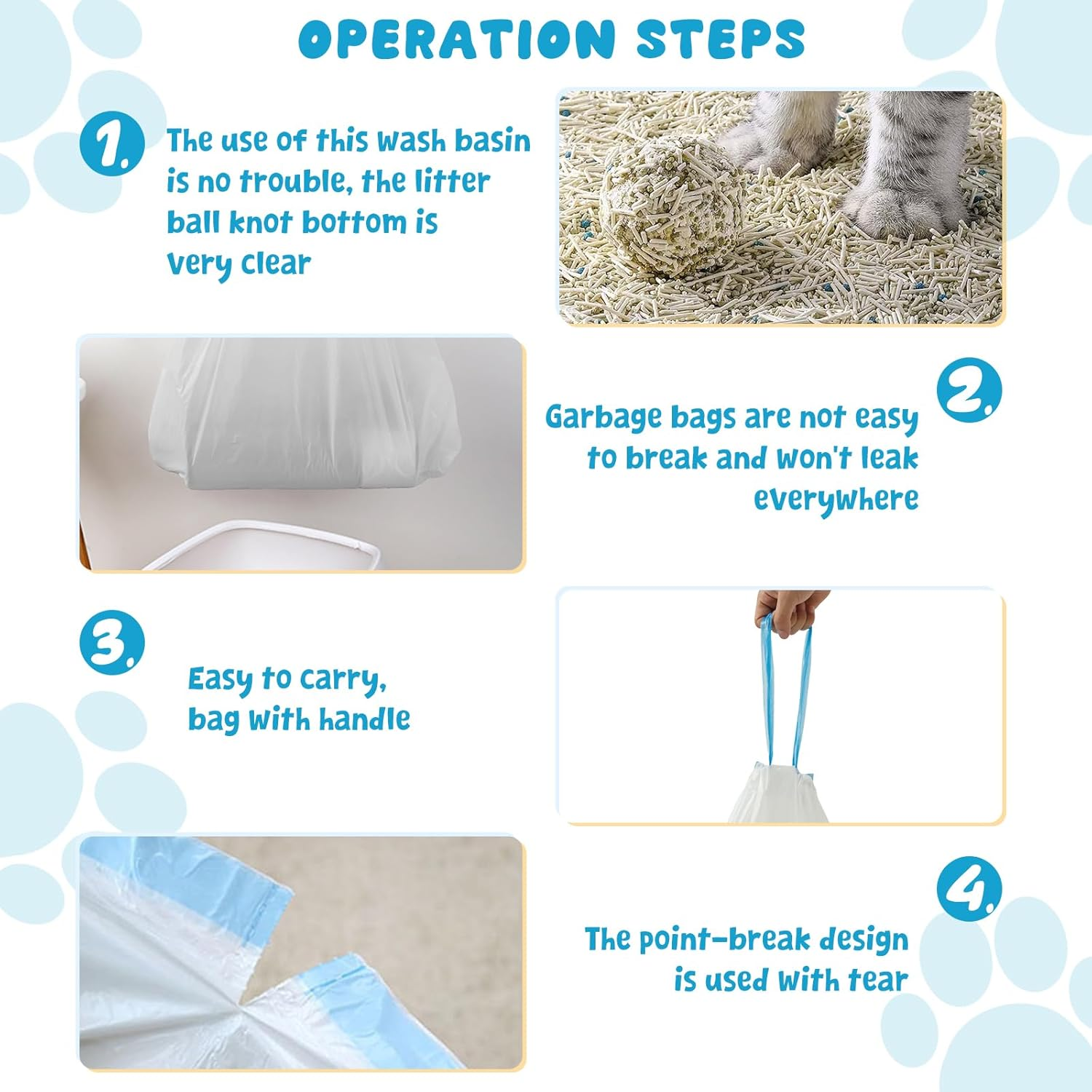 Awobepl 60 Count Cat Litter Box Liners 3.15Mil Extra Thick Cat Litter Bags Tear Resistant Cat Litter Liners Pet Garbage Bags for Self Cleaning Litter Box (67X40Cm) image number 5