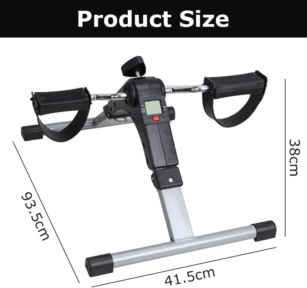 Under Desk Bike, Mutifunction Mini Exercise Bike, Folding Arm and Leg Pedal Exerciser, Portable Foot Peddler Bike, Peddler Machine with LCD Monitor (Black, 41.5*38*93.5 CM) image number 3