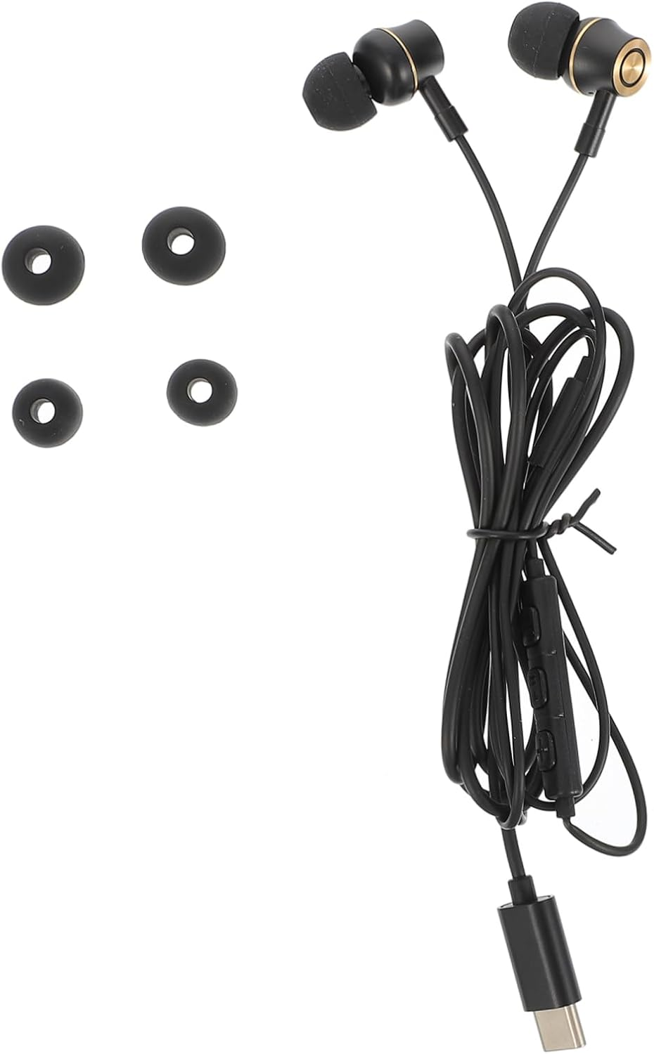 LAPYAPPE USB Type-C In-Ear Earbuds with Mic Noise Reduction Wired Headphone for Phone and Tablet Black Metal Housing Suitable for Call and Music