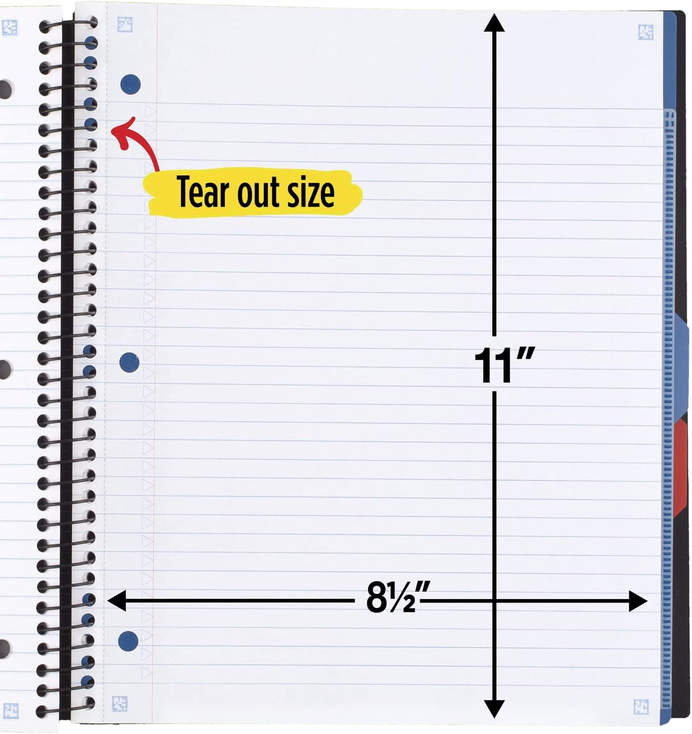 Five Star Advance Spiral Notebook, 3 Subject, College Ruled Paper, 150 Sheets, 11" X 8-1/2", Black (73132) image number 6