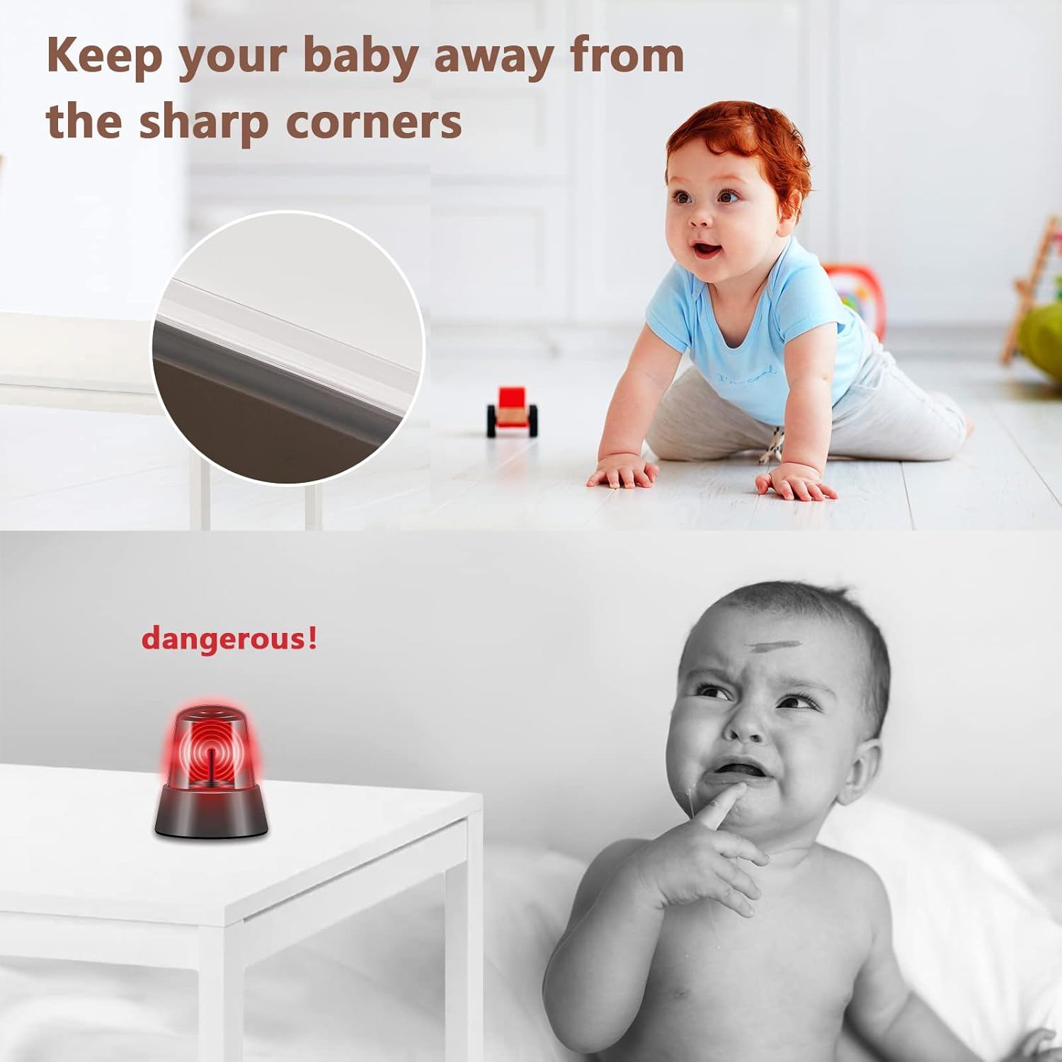 Baby Proofing, 20Ft(0.4X0.4In) Clear Furniture Edge Protector Strip, Edge Corner Guards,Safety Edge Protector Strip Clear, Silicone Soft Corner Protectors with Upgraded Pre-Taped Strong Adhesive