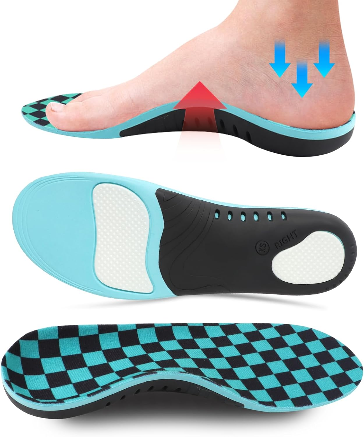 Arch Support Insoles for Men and Women, Insoles for Flat Feet, Orthotic Insole for Flat Feet and Arch Pain(Xs(Eu 37-39),Blue) image number 1