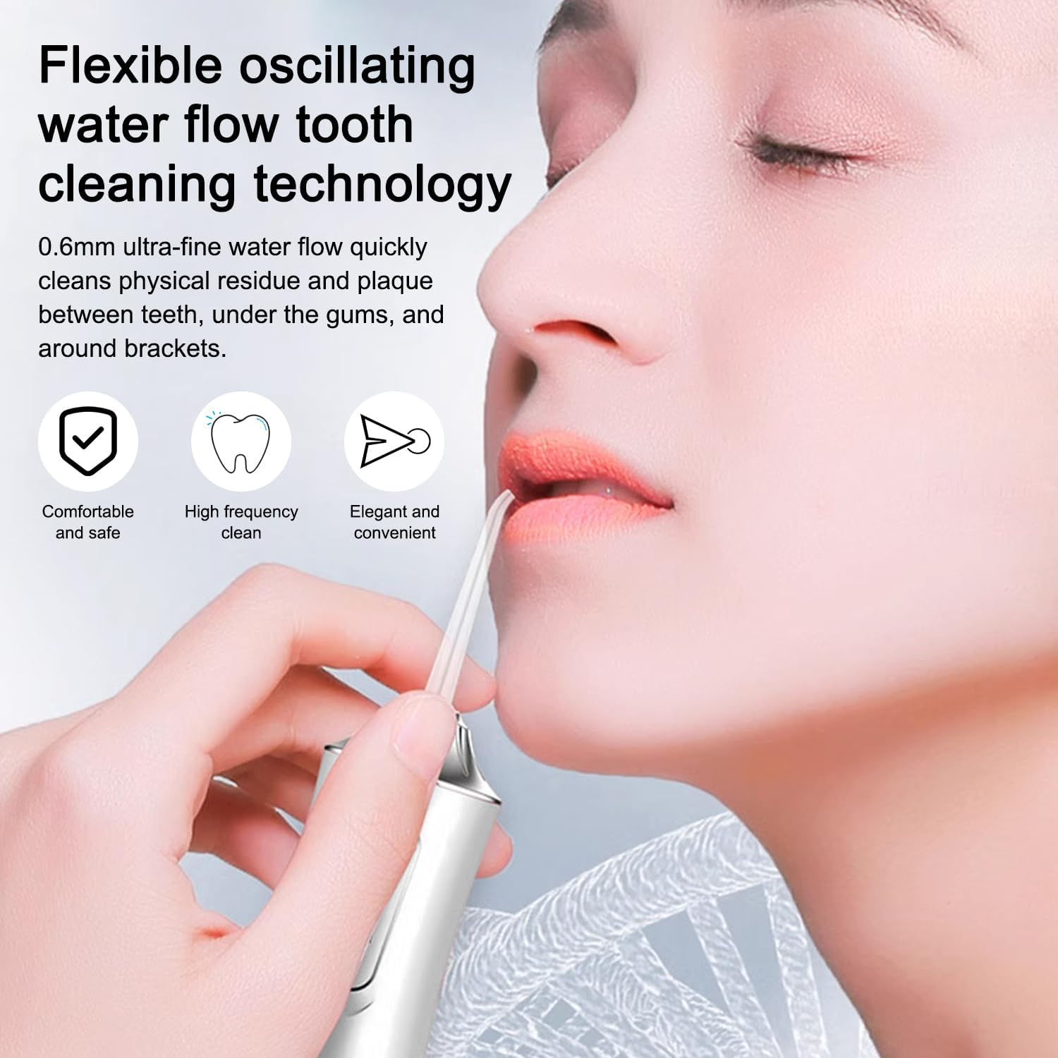 GIOD Water Flosser, Cordless Dental Oral Irrigator, Electric Portable Smart Tooth Cleaner, IPX7 Waterproof Rechargeable Dental Care with 3 Pressure Modes 4 Nozzles, 240Ml for Home and Travel (White)