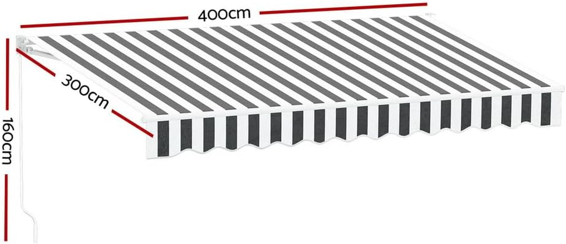 Instahut Retractable Folding Arm Awning Manual Sunshade 4Mx3M Grey White image number 2