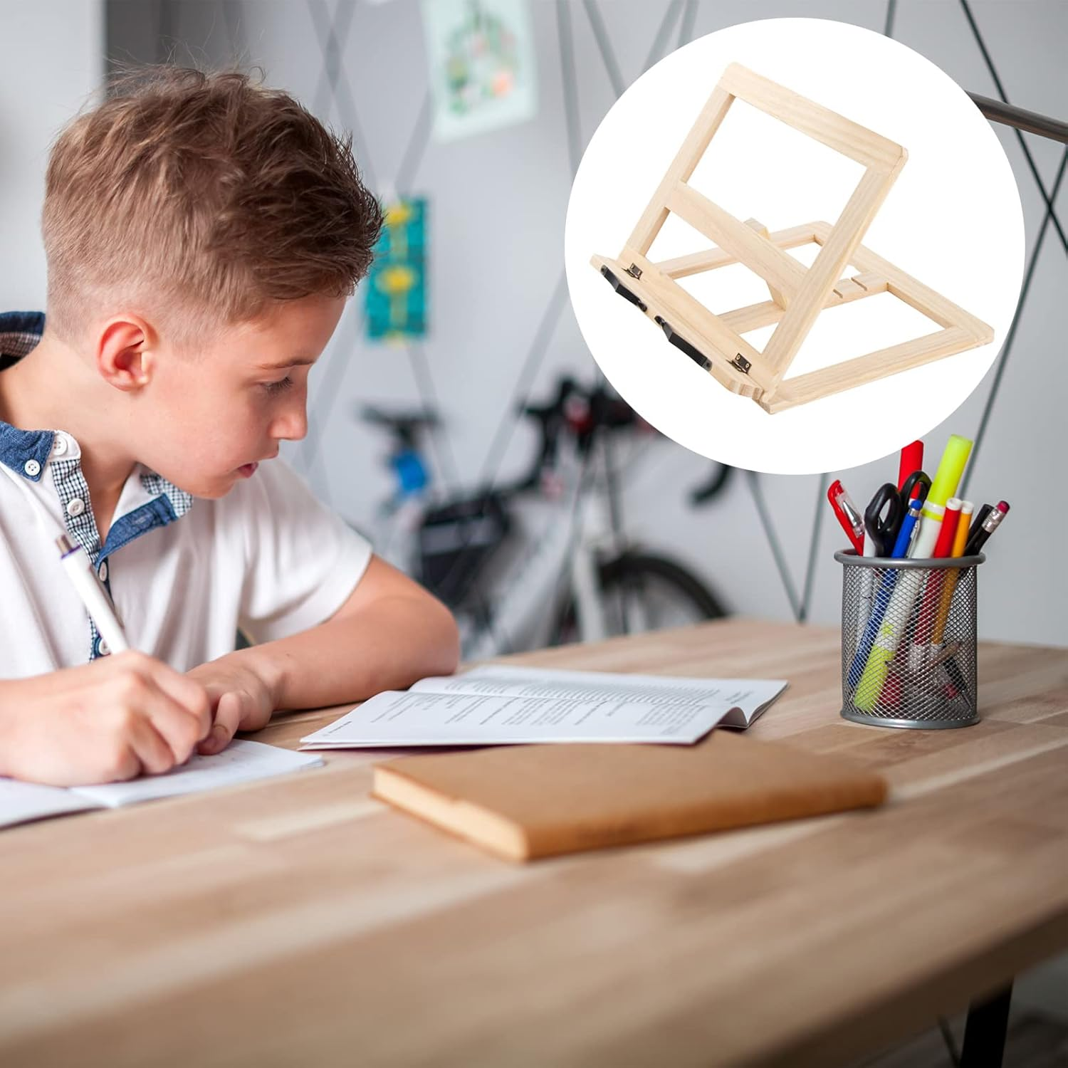 Book Stand,Book Holder,Cookbook Stand Desk Portable Sturdy Lightweight Bookstand,Book Holders for Reading Hands Free image number 2