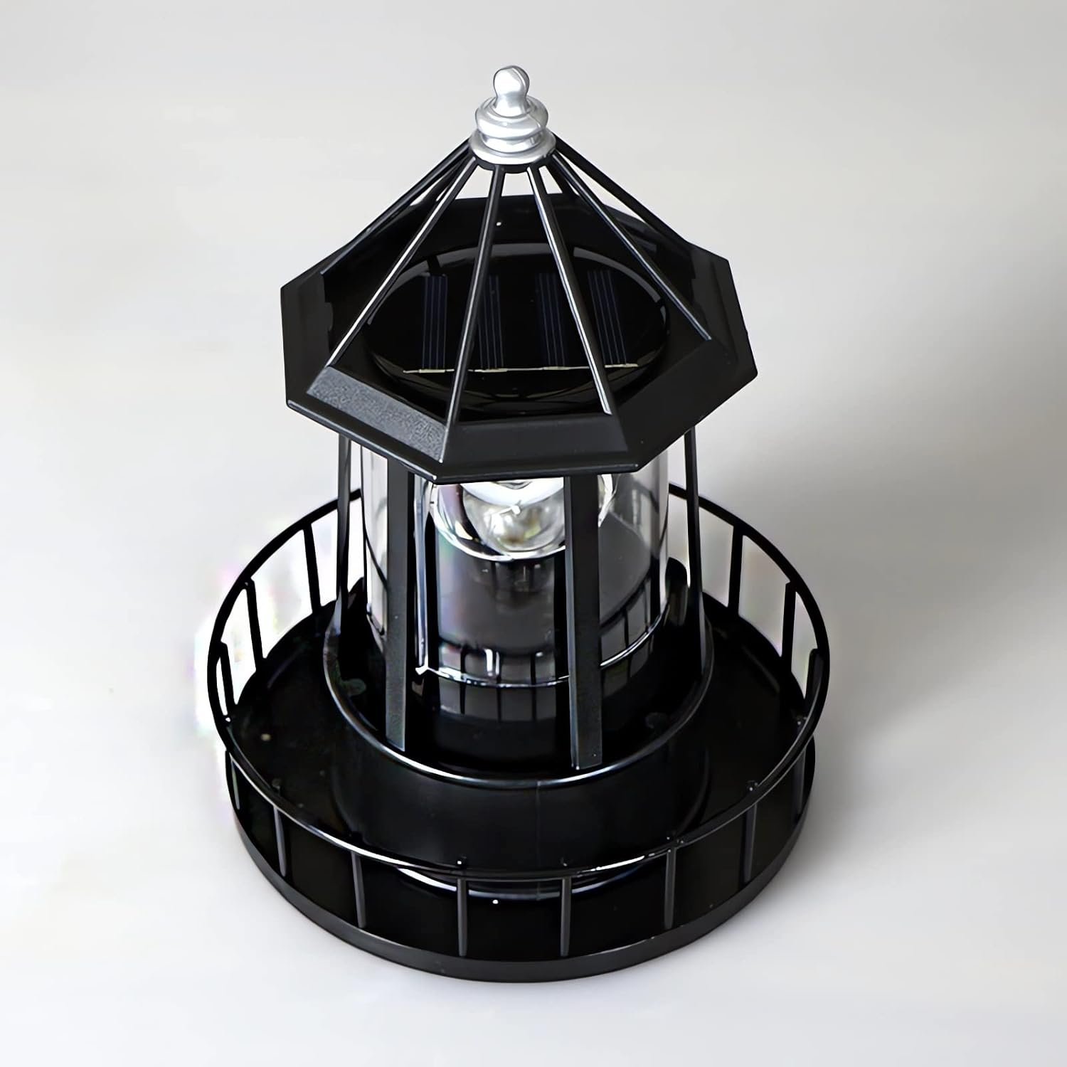 Solar Lighthouse Rotating Light - 360 Degree Light Houses Lamp for Yard, IP65 Waterproof Durable Lighthouse Lamps Towers Statue Lights for Outdoor Garden Pathway Patio (Black -Large - Style B) image number 4