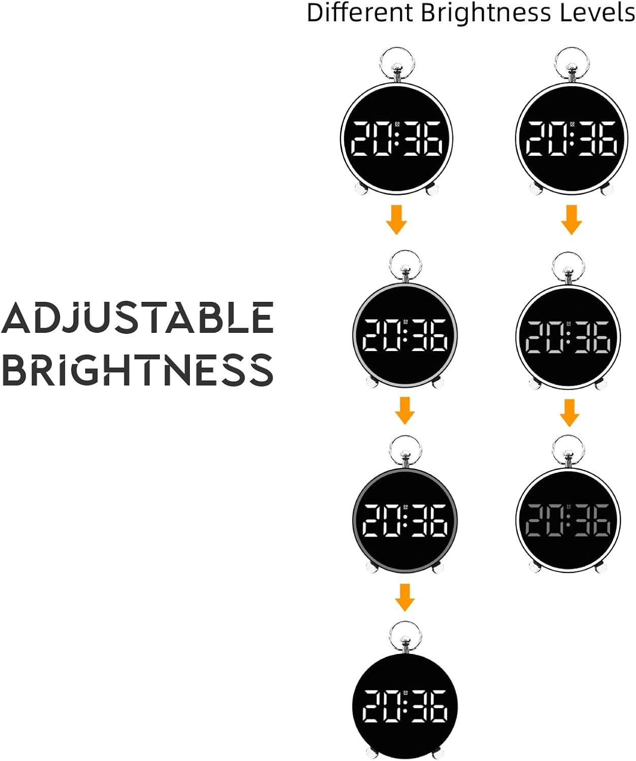 Bay Breeze Vintage round Digital Clock for Bedroom, Home Alarm Clock for Kids and Adults, Traditional Design (Retro Black) image number 5