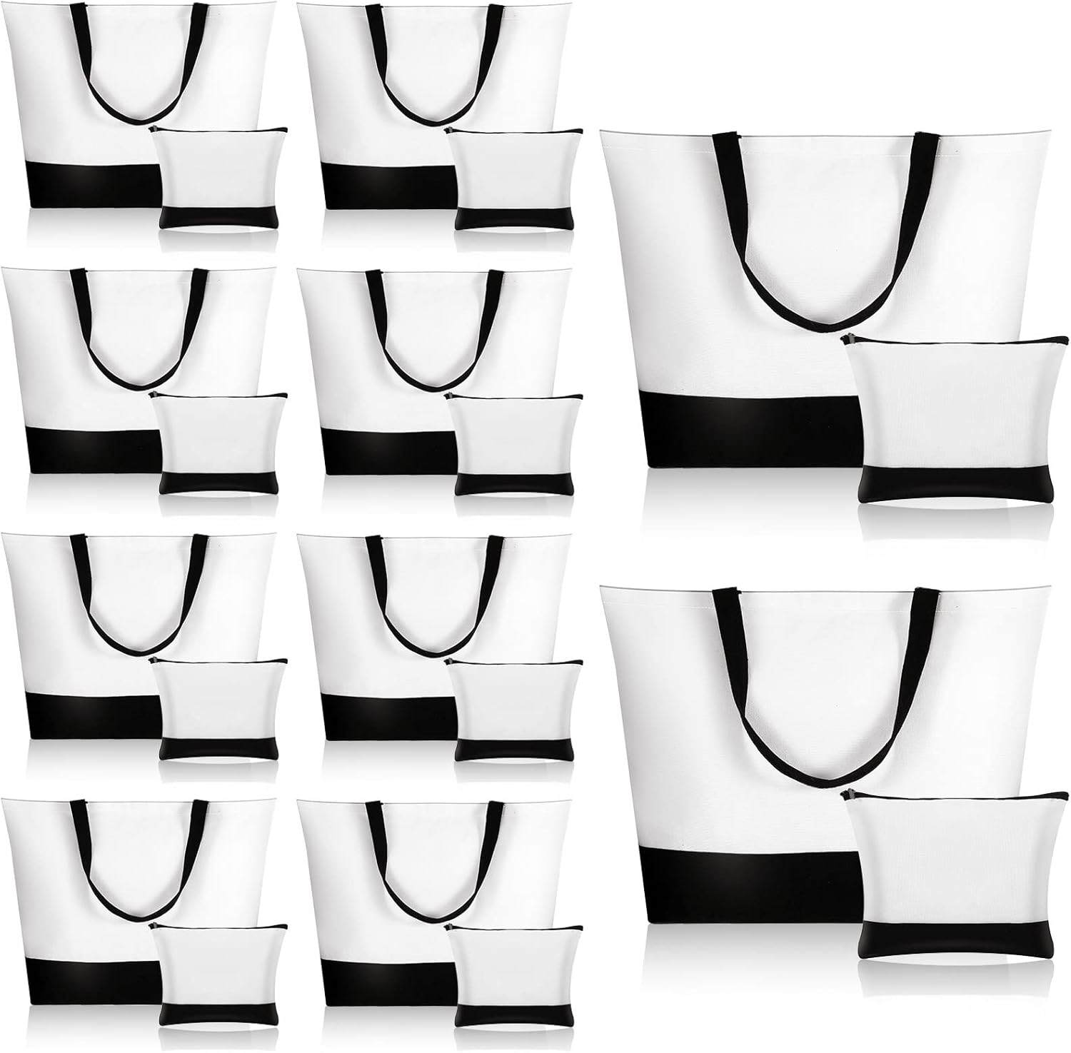 Sanwuta 40 Pcs Large Blank Canvas Tote Bags and Makeup Bags Blank Reusable Grocery Luggage Canvas Tote with Handles (Ultimate Color Bundle)