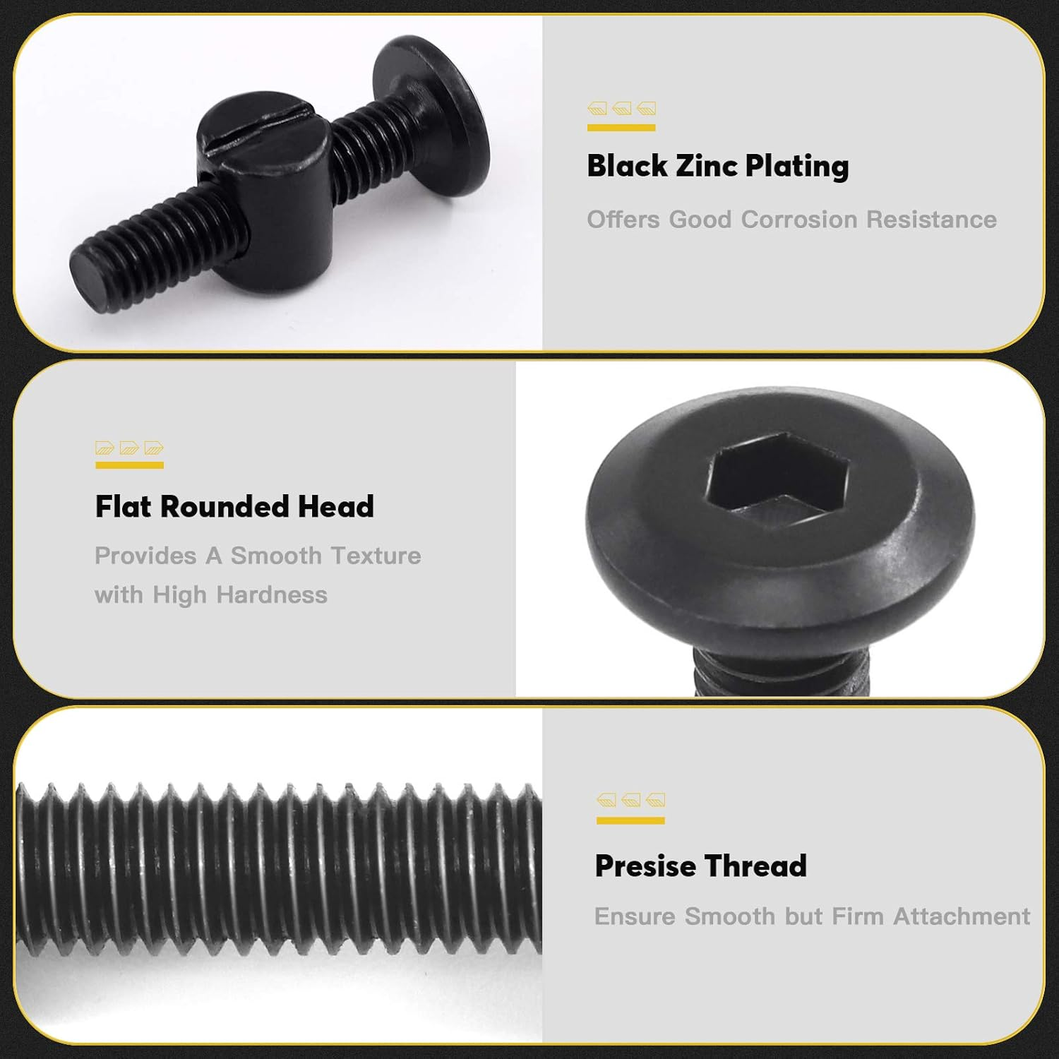 140Pcs M6 Crib Screws Hardware Replacement Kit Black Hex Socket Cap Bolts Crib Bolts and Barrel Nuts Cross Dowel Assortment Kit M6X15/25/35/45/55/65/75Mm for Furniture