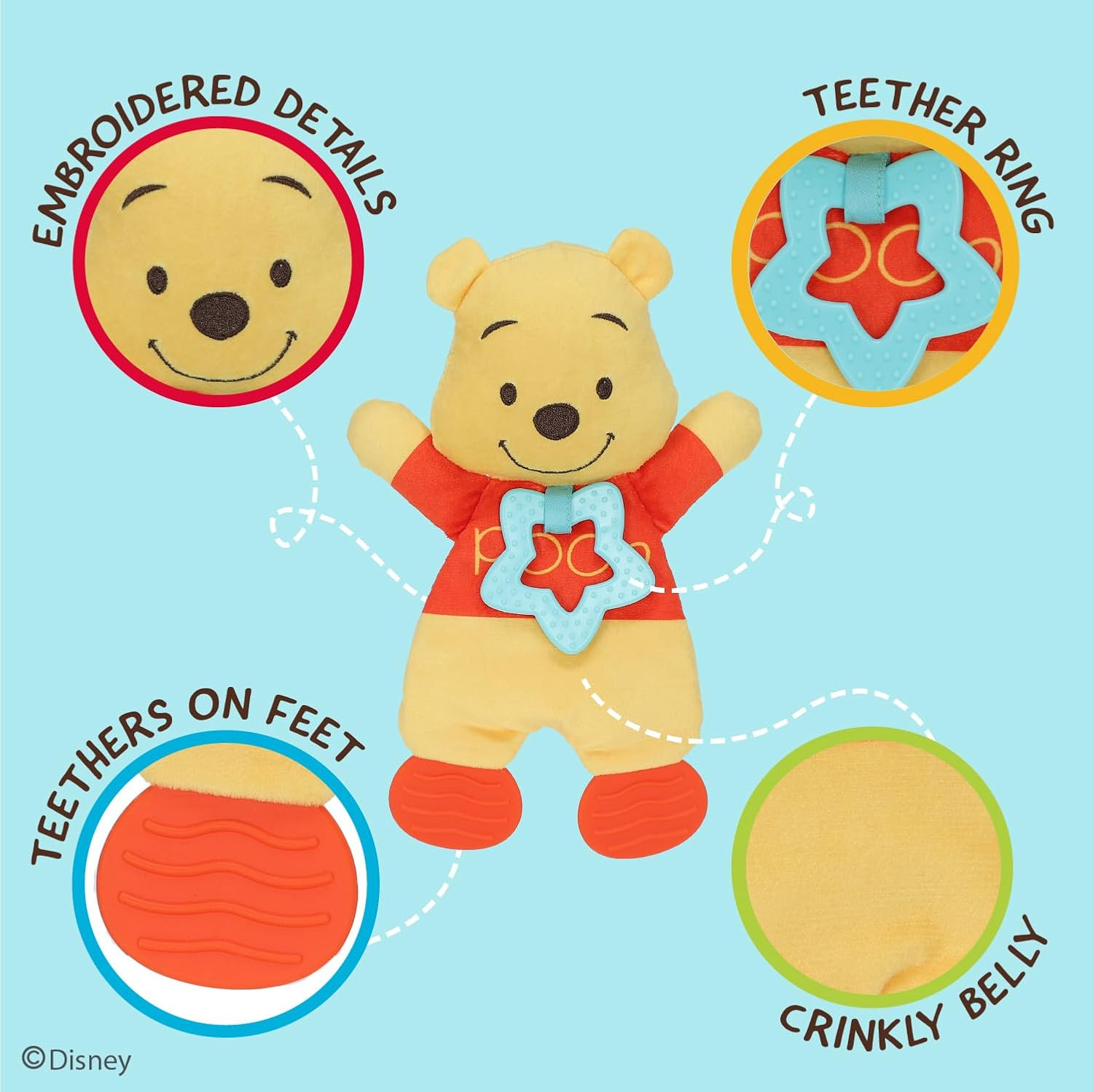 Winnie the Pooh Blanky Teether Toy image number 2