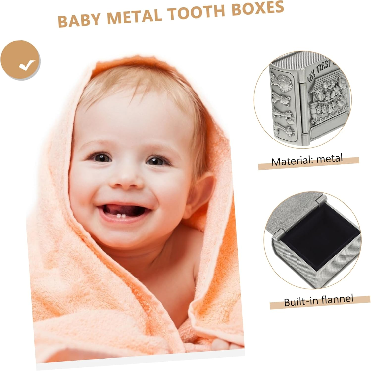SUPVOX 2Pcs and Girls Keepsake Teeth Cases Storage Box for Milk Teeth Decorative Animal Patterns Baptism Christmas image number 2