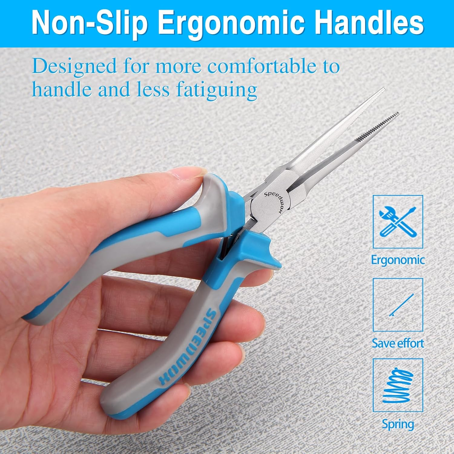 SPEEDWOX Fine Tips Needle Nose Pliers for Jewelry Making Long Nose Fishing Pliers with Serrated Jaw Thin Needle Nose Pliers Long Needle Nose Pliers for Wire Looping Bending Beading image number 4