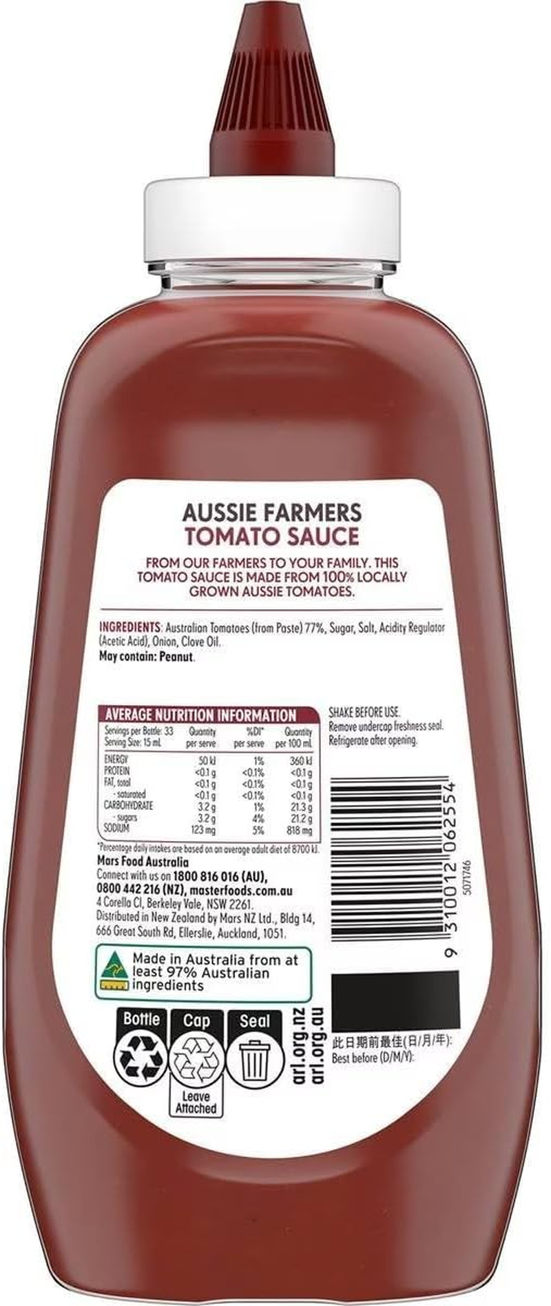 Masterfoods Aussie Farmers Tomato Sauce 500 Ml image number 4