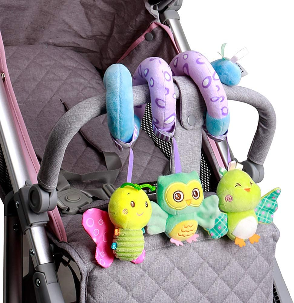 Baby Car Seat Toys with Hangings Rattle, Activity Spiral Plush Stroller Bar Crib Toy Accessories for Boy or Girl(Sky) image number 2