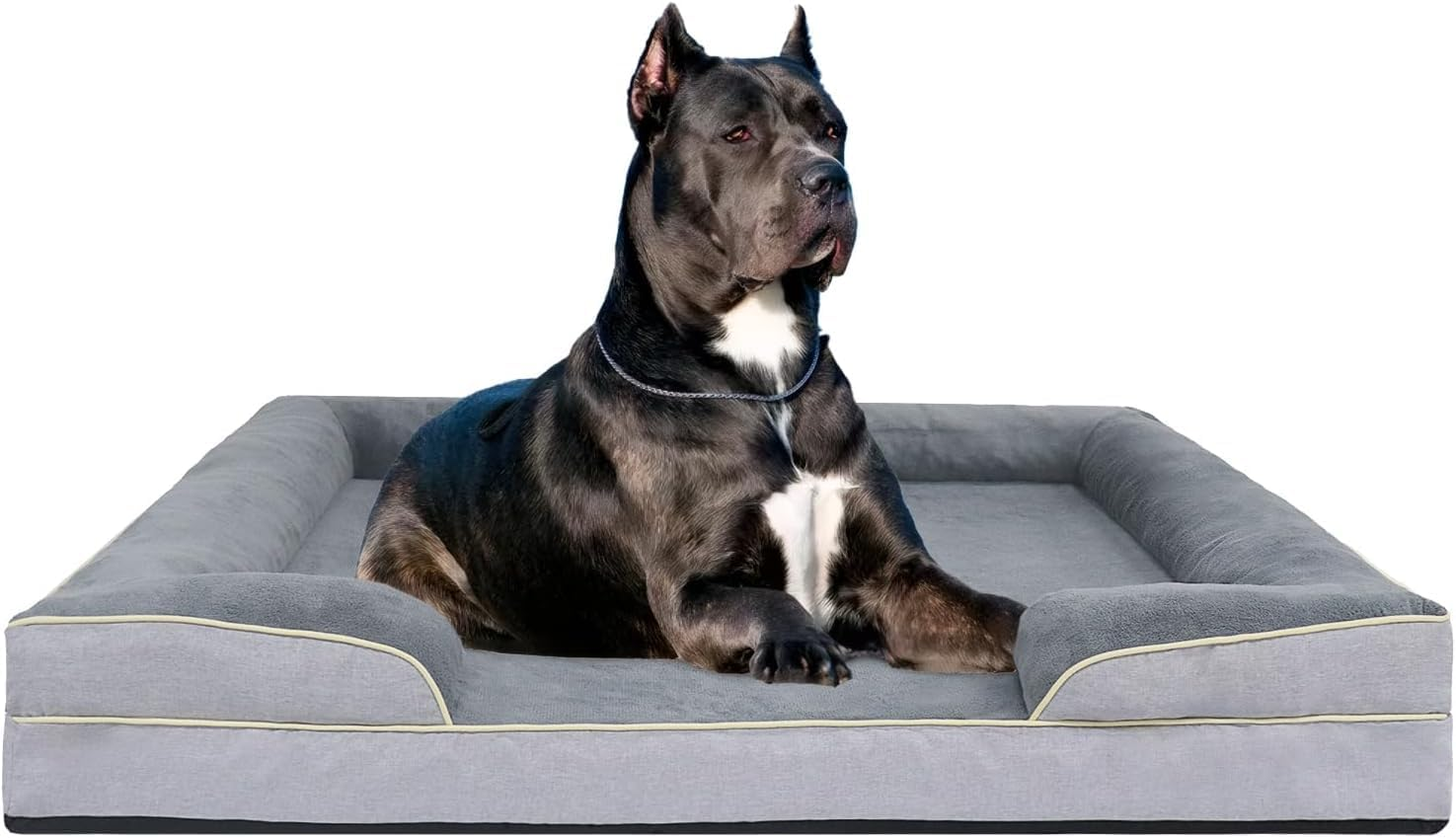 Dog Bed with Foam Support for Dogs 70X60Cm, Waterproof Memory Foam Pet Bed with Sides, Non-Slip and Egg-Crate Foam Big Dog Couch Bed with Washable Removable Cover image number 1