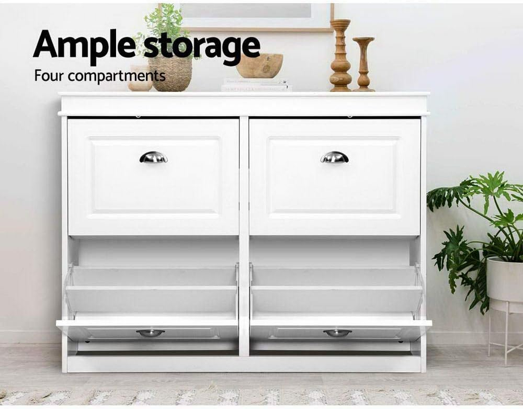 Artiss Shoe Cabinet Shoes Storage Rack Organiser White Shelf Cupboard 24 Pairs Organizer Footwear Display Stand Closet Holder Unit Solution Furniture System Space Capacity Design Convenience image number 3